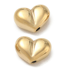 Chapado en Oro Real de 14K 304 bolas de acero inoxidable, corazón, real 14 k chapado en oro, 8.5x11x5 mm, agujero: 1.4 mm