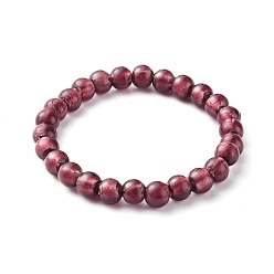 Brown Handmade Silver Foil Glass Beaded Stretch Bracelets, Brown, Inner Diameter: 2-1/2 inch(6.2cm)