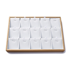 Белый 3-ряд 15 сетки искусственная кожа ювелирные изделия подвески лотки, Прямоугольный настольный органайзер без крышки, Для подвески, белые, 20x30x3 см