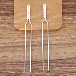 Серебро Сплавочная фурнитура для шпильки, с петлями, серебряные, 140x14 мм