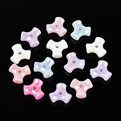 (52) Непрозрачная лаванда Пластиковые шарики, имитация желе, треугольные, с покрытием AB цвета, разноцветные, 10x10x4.5 мм, отверстие : 1.7~1.9 мм, Около 2500 шт / 500 г