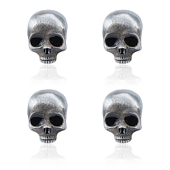 Античное Серебро 4шт. броши из сплава в виде черепа, античное серебро, 25x19 мм