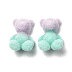 Turquoise Two Tone Flocky Resin Cabochons, Bear, Turquoise, 17.5x12x7.8mm