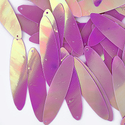 Фуксин Аксессуары для орнаментов, пластиковые пайетки / блестки из пвх, AB цвет, овальные, фуксиново-красные, 40.5x10x0.3 мм, Отверстие : 0.9 мм , около 3800 шт / 500 г