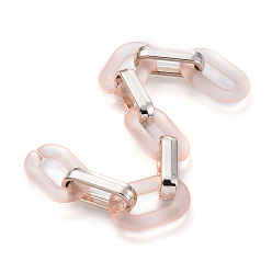 PeachPuff Handmade Figaro Chains, with Transparent Frosted Acrylic Linking Ring and CCB Plastic Linking Ring, Oval, PeachPuff, Link: 31x19x5mm, 6.5x12x29, about 39.37 inch(1m)/strand