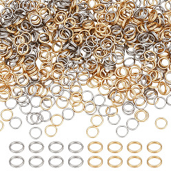 Позолоченный и Цвет Нержавейки 600шт. 2 цвета 304 разъемные кольца из нержавеющей стали, кольца с двойной петлей, настоящее золото и нержавеющая сталь, 5x1 мм, внутренний диаметр: 3.8 мм, одиночный провод: 0.5 мм, 300 шт / цвет