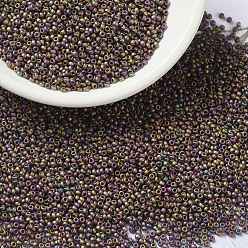 (RR2035) Matte Metallic Khaki Iris MIYUKI Round Rocailles Beads, Japanese Seed Beads, 15/0, (RR2035) Matte Metallic Khaki Iris, 1.5mm, Hole: 0.7mm, about 27777pcs/50g