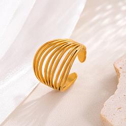 Золотой 201 регулируемые манжетные кольца из нержавеющей стали, золотые, внутренний диаметр: регулируемый