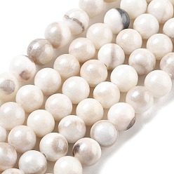 (404) Непрозрачное AB Кислое яблоко Природные персидские нефрита бисер пряди, круглые, окрашенные, цветочный белый, 8.5 мм, отверстие : 1 мм, около 46 шт / нитка, 15.75'' (40 см)