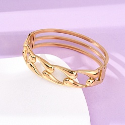 Настоящее золото 18K 304 браслеты из нержавеющей стали, шарнирные браслеты для женщин, слеза, ионное покрытие (ip), реальный 18 k позолоченный, 5/8 дюйм (1.5 см), внутренний диаметр: 2x2-3/8 дюйм (5.1x6.1 см)