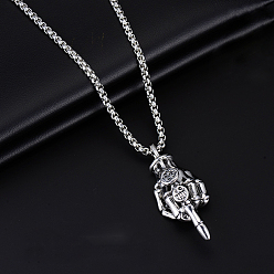 Body Кулон из сплава 201 ожерелья из нержавеющей стали для мужчин, античное серебро, тело, 27.56 дюйм (70 см)