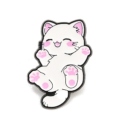Pearl Pink Cat Shape Enamel Pins, Black Alloy Lapel Pin Backs for Backpack Clothes, Pearl Pink, 33.5x24.5mm