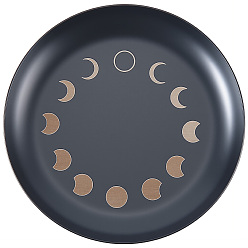 Black 430 Stainless Steel Wiccan Altar Plate, Witchcraft and Sorcerer Tarot Supplies, Flat Round, Black, 100.5x9.5mm