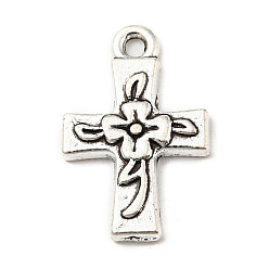 Antique Silver Tibetan Style Alloy Pendants, Cross, Antique Silver, 18x11.5x2mm, Hole: 1.2mm, 588pcs/500g