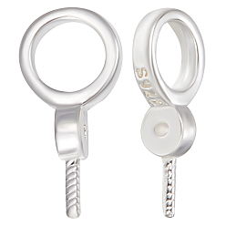 Серебро 10 шт. 925 серебряные стержни для чашек, для полуполых бусин , серебряные, 12x6x3 мм, отверстие : 4 мм, штифты : 0.7 мм