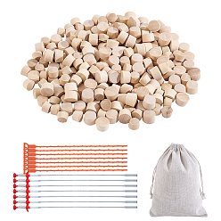 BurlyWood Tapón para orificio de tornillo de madera, con bolsas de embalaje de algodón, bolsas con cordón y herramienta de acero inoxidable para desatascar desagües, rondo, burlywood, 11x8.5 mm