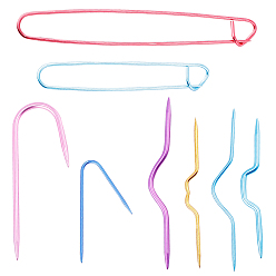 Mixed Color Aluminum Crochet Tool Set, with Safety Pin, Bent Pin and Sewing Needle, Mixed Color, 9pcs/set
