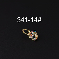 Сердце Латунные микропаве цветные кубические цирконии серьги-кольца для хряща, золотые, сердце замок, 9 мм