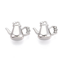 Кристалл Подвески из сплава со стразами, чайник прелести, платина, кристалл, 15.5x20x8 мм, отверстие : 1.5~1.6 мм