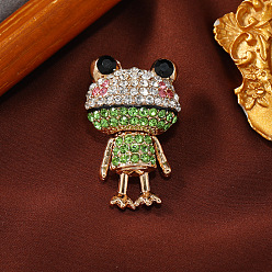 Зеленый лайм Брошь из цинкового сплава с фианитами, мультфильм лягушка, зеленый лайм, 29x48 мм