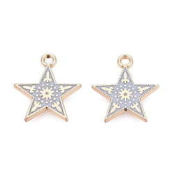 Cornflower Blue Alloy Enamel Pendants, Rack Plating, Star Charms, Golden, Cornflower Blue, 17x15x1.5mm, Hole: 1.6mm