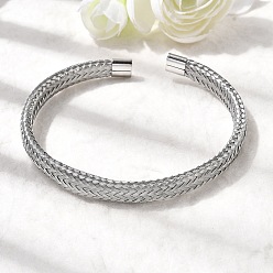 Нержавеющая Сталь Цвет Плетеные 304 браслеты-манжеты из нержавеющей стали для женщин, цвет нержавеющей стали, внутренний диаметр: 2-1/2x2-1/4 дюйм (6.2x5.8 см)