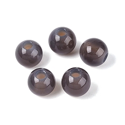 Grey Agate Natural Grey Agate European Beads, Smooth Round, Large Hole Beads, 16x14~15mm, Hole: 5~5.5mm