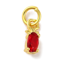 Красный Латунь с микропокрытием, долговечный, без кадмия и без свинца, реальный 18 k позолоченный, ананасовые прелести, красные, 9.5x3.5x3 мм, отверстие : 3.5 мм