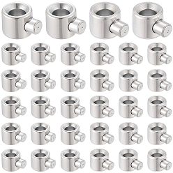 Нержавеющая Сталь Цвет 40 шт. 2 стиль 304 обжимные бусины из нержавеющей стали, свободные шарики, колонка, цвет нержавеющей стали, 3.5~4x3x2.5 мм, отверстие : 0.7~1 мм, 20 шт / стиль