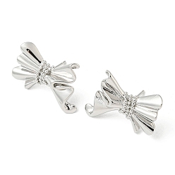 Platinum Bowknot Rack Plating Brass Stud Earrings, Long-Lasting Plated, Lead Free & Cadmium Free, Platinum, 19.5x25.5mm