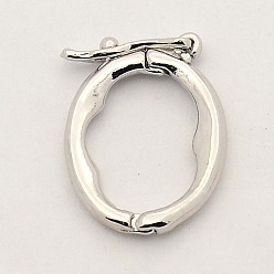Platinum Brass Shortener Clasps, Twister Clasps, Oval Ring, Platinum, 17x13x2mm