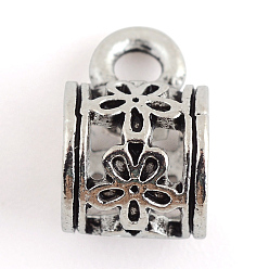 Antique Silver Tibetan Style Alloy Tube Bails, Loop Bails, Cadmium Free & Lead Free, Antique Silver, 10.5x7x7mm, Hole: 2mm, Inner Diameter: 5mm, about 1190pcs/1000g