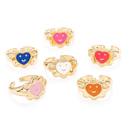 (52) Непрозрачная лаванда Манжеты с латунной эмалью, открытые кольца, долговечный, цветок, золотые, разноцветные, размер США 8 (18.1 мм)