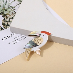 Bird Paua Shell Brooches for Backpack Clothes, Bird, 35x55mm