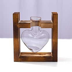 Сердце Стеклянный гидропонный контейнер настольное искусство украшение, с находкой по дереву, кокосовый brwon, сердце, 120x57x130 мм