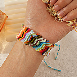 Разноцветный Браслеты ручной работы из полиэстерного шнура в богемном стиле для женщин., красочный, внутренний диаметр: 11.02 дюйм (28 см)