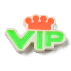 Весенне-зеленый Кабошоны из непрозрачной смоляной эмали, слово VIP, весенний зеленый, 24x39x5 мм