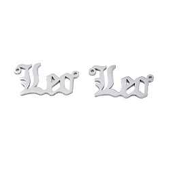 Leo Non-Tarnish 304 Stainless Steel Connector Charms, Word, Leo, 10x18x1mm, Hole: 0.8mm