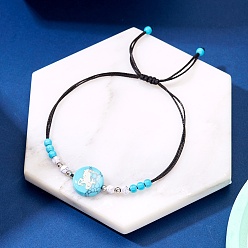 Козерог Синтетические бирюзовые плетеные браслеты из бисера, с естественными Howlite бисером, Козерог, внутренний диаметр: 2-3/8 дюйм (6 см)