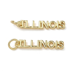 Настоящее золото 18K Латунные подвески, слово tllinois charms, долговечный, стойки покрытие, без свинца и без кадмия, с целью перехода в кольце, реальный 18 k позолоченный, 3.5x21.5x1.5 мм, отверстие : 3 мм