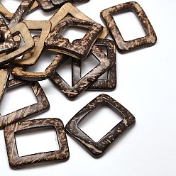 Coconut Brown Rectangle Frame Coconut Links, Coconut Brown, 42x32x3~5mm
