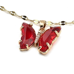 (123L) Белый крем непрозрачный блеск Ожерелья с подвеской из светлого золота и латуни в виде бабочки с микропаве и кубическим цирконием, со стеклом, огнеупорный кирпич, 15.24 дюйм (38.7 см)