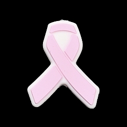 Awareness Ribbon Силиконовые фокусные шарики, изготовление ожерелий diy, осведомленности ленты, 27x22x7 мм, отверстие : 2.5 мм