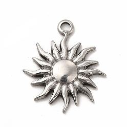 Stainless Steel Color Non-Tarnish 304 Stainless Steel Pendants, Sun, Stainless Steel Color, 23x19.5x2.5mm, Hole: 2mm