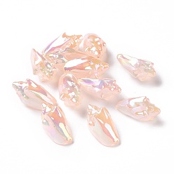 Персиковый Слойка УФ-покрытие радужными переливающимися акриловыми бусинами, форма раковины, розовые, 30x16x14 мм, отверстие : 1.7 мм