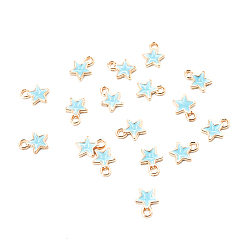 Небесно-голубой Подвески из сплава , с эмалью, золотой свет, звезда, голубой, 8x6 мм