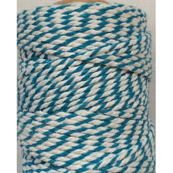 Темно-бирюзовый Хлопковый шнур макраме, витая хлопковая веревка, окрашенные, для поделок, Подарочная упаковка, темные бирюзовый, 2 мм, около 10.93 ярдов (10 м) / рулон
