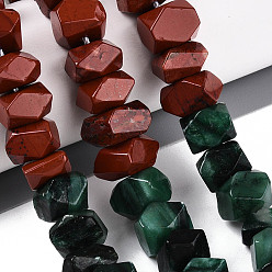 Природный Драгоценный Камень Нити бусин из натурального фуксита, красной яшмы и радужного лунного камня, самородки, граненые, 6~9x10~15x10~15 мм, отверстие : 1~1.2 мм, около 26 шт / нитка, 7.28~7.80'' (18.5~19.8 см)