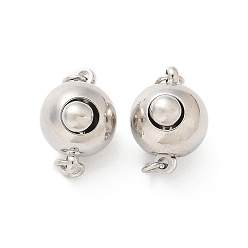 Платина Застежки латунные коробки, без кадмия, без никеля и без свинца, круглые, платина, 12x9 мм, отверстие : 1.6 мм