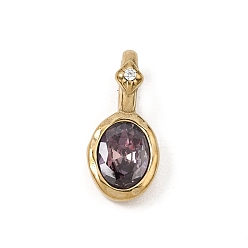 Violet Birthstone Glass Pendants, Faceted Oval Charms, with 316 Stainless Steel Findings, Golden, Violet, 19x8x7mm, Hole: 6x3.5mm